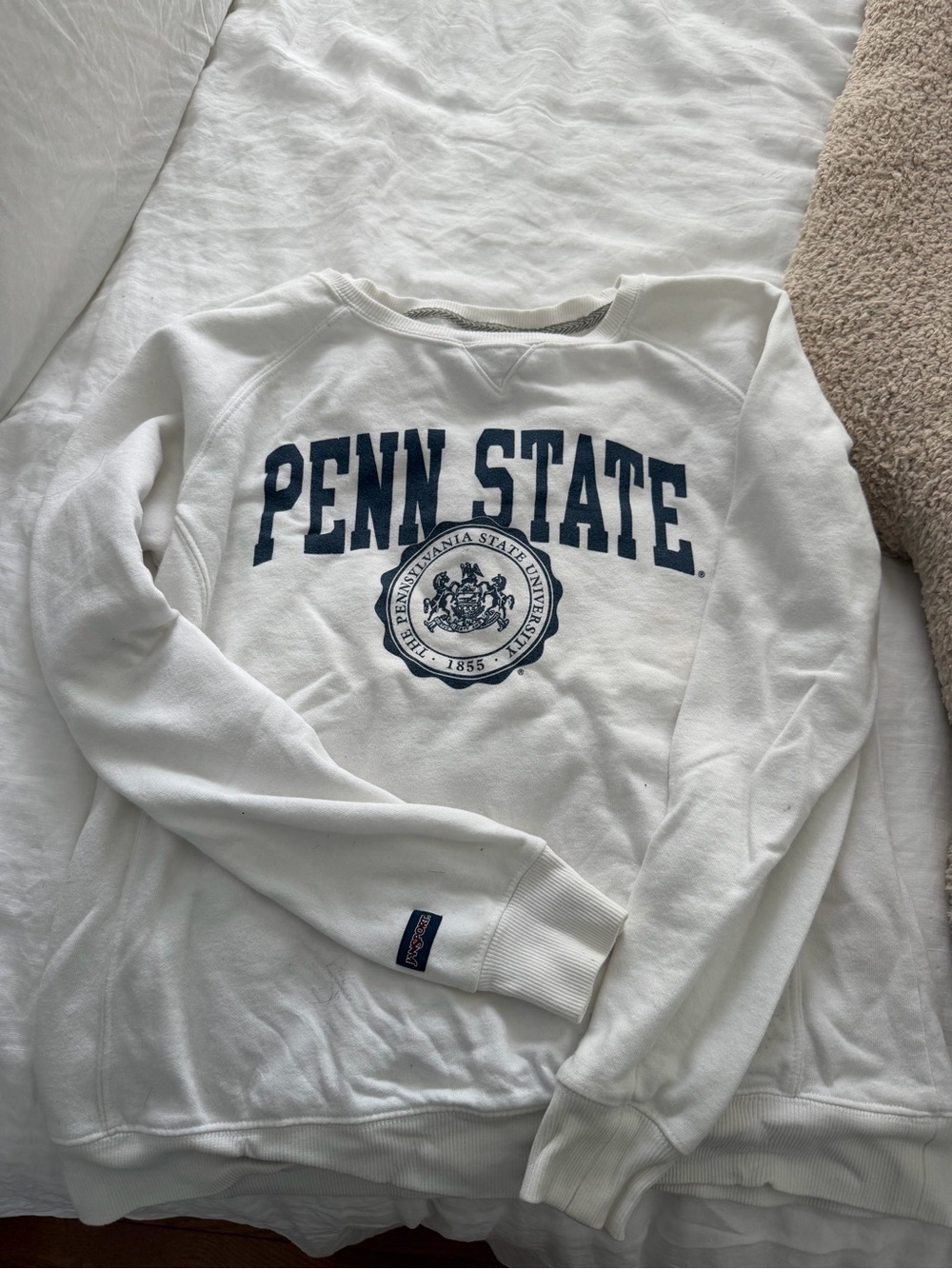 Jansport White Crewneck Sweatshirt with Navy Penn State Logo